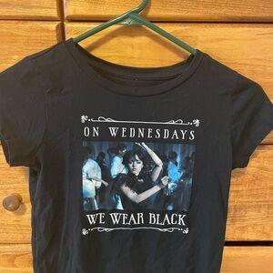 Black Graphic Tee with Wednesday Print